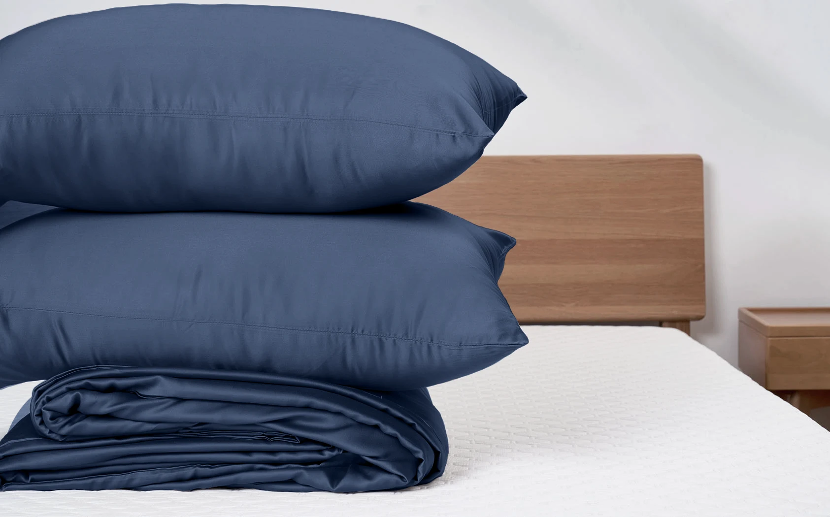 Lunio Snow Weave 智能天絲床包組（床包+枕套）藍色