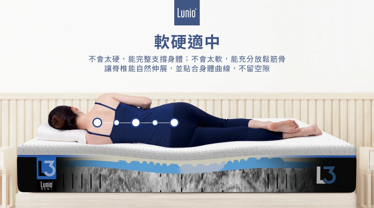 軟硬適中的床墊能讓脊椎自然伸展放鬆