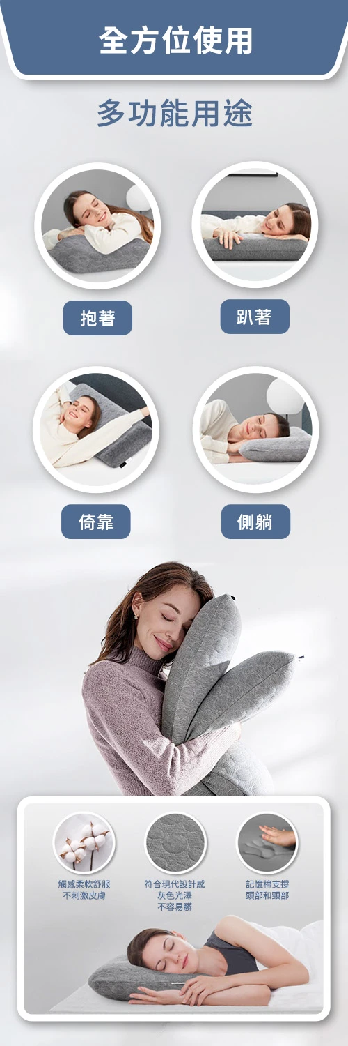 Nebula經典記憶枕適用於仰睡、趴睡、側睡、倚靠