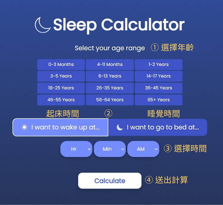 睡眠計算機：輸入個人資訊