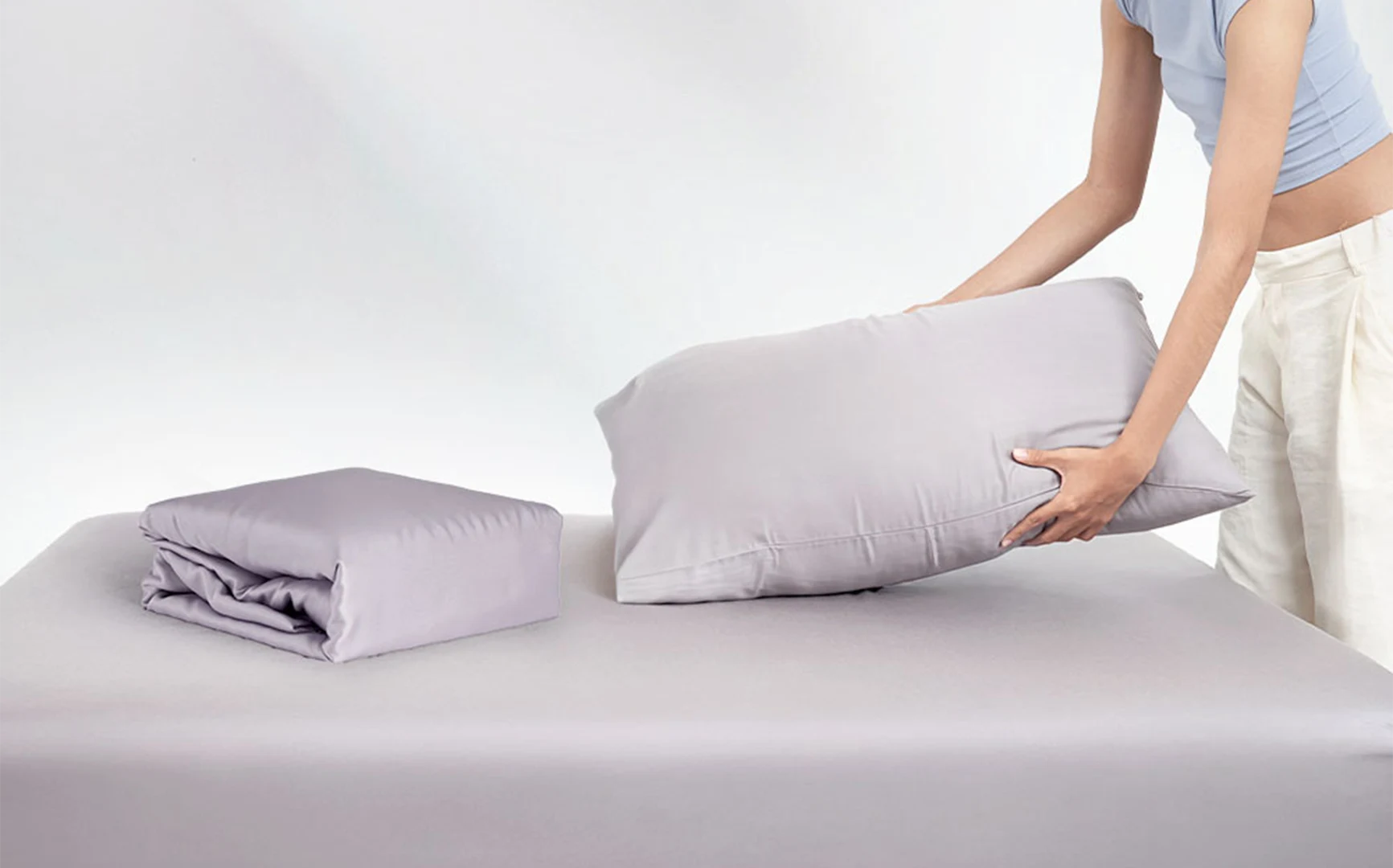 Lunio Snow Weave 智能天絲床包組（床包+枕套）米色